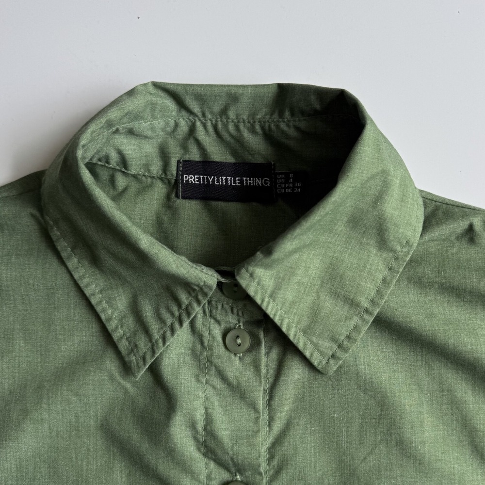PRETTY LITTLE THING Oversized Button Up L/S Shirt Womens‎ 4 Green - Picture 2 of 15
